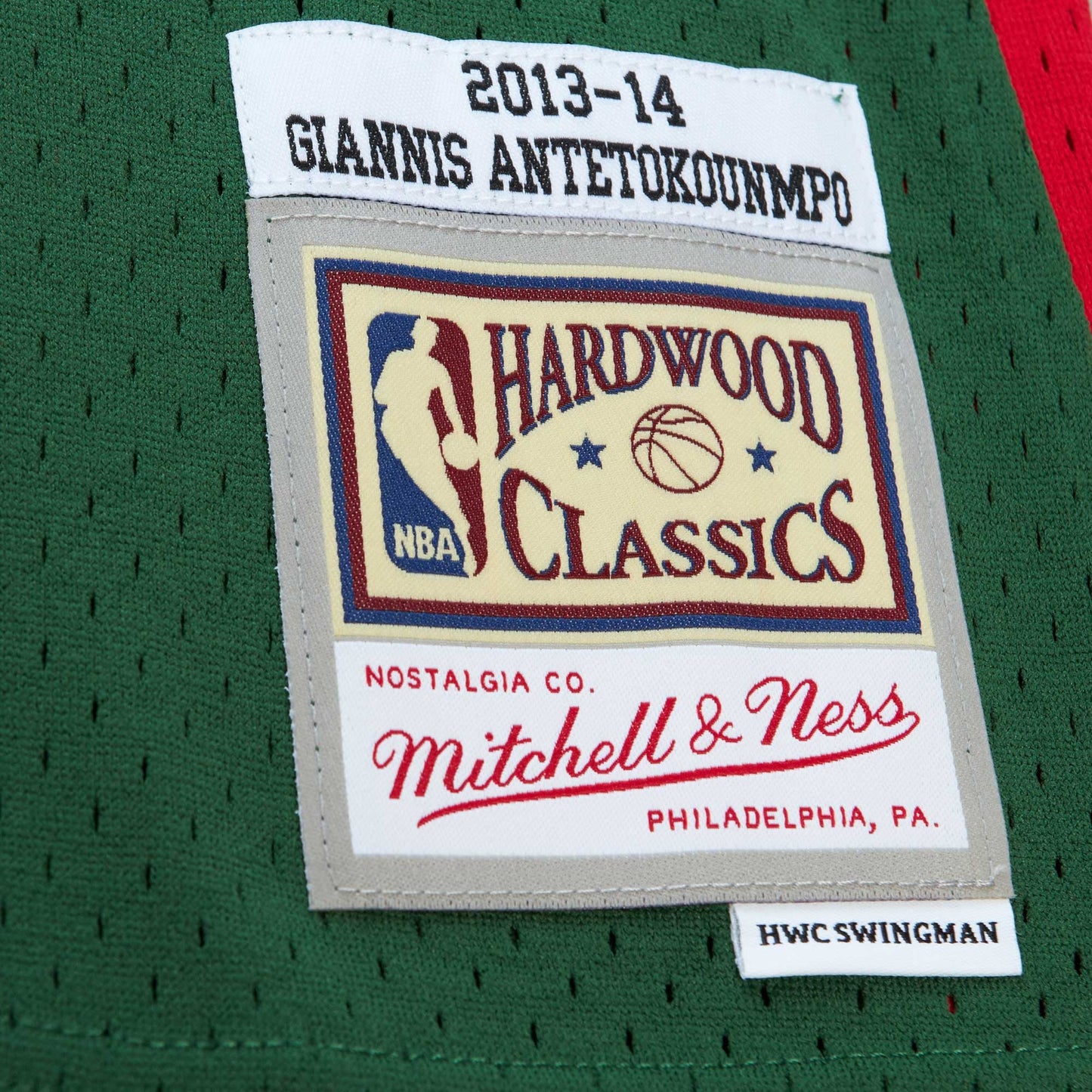 Men's Milwaukee Bucks Giannis Antetokounmpo Mitchell & Ness Hunter Green 2013/14 Hardwood Classics Swingman Jersey