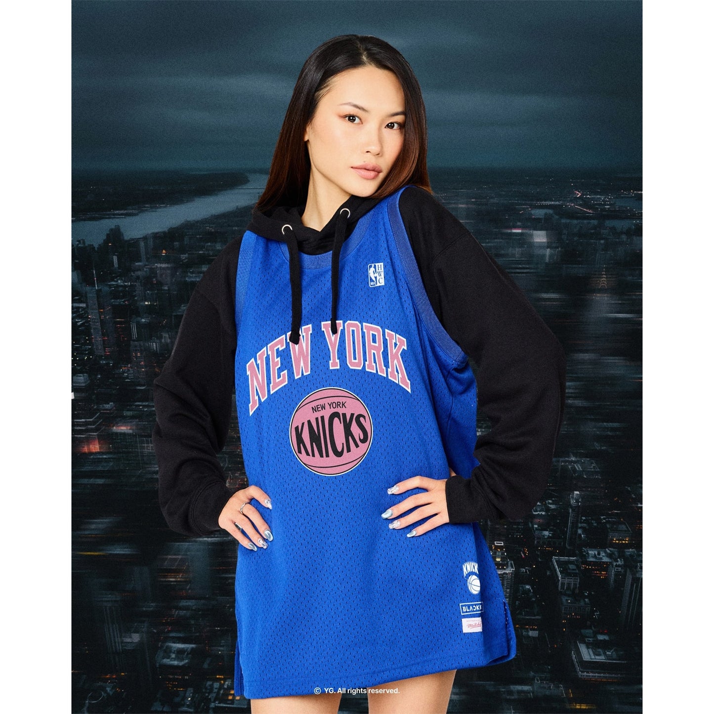 Men's New York Knicks Mitchell & Ness x BLACKPINK Blue Hardwood Classics Swingman Jersey - Limited Edition