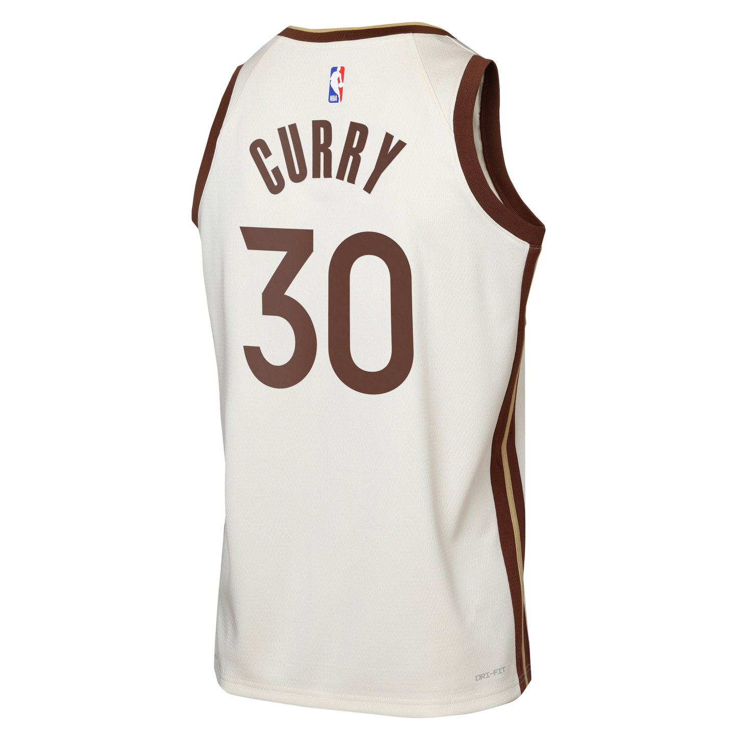 Youth Golden State Warriors Stephen Curry Nike Tan Swingman Finished Badge Player Jersey - City Edition