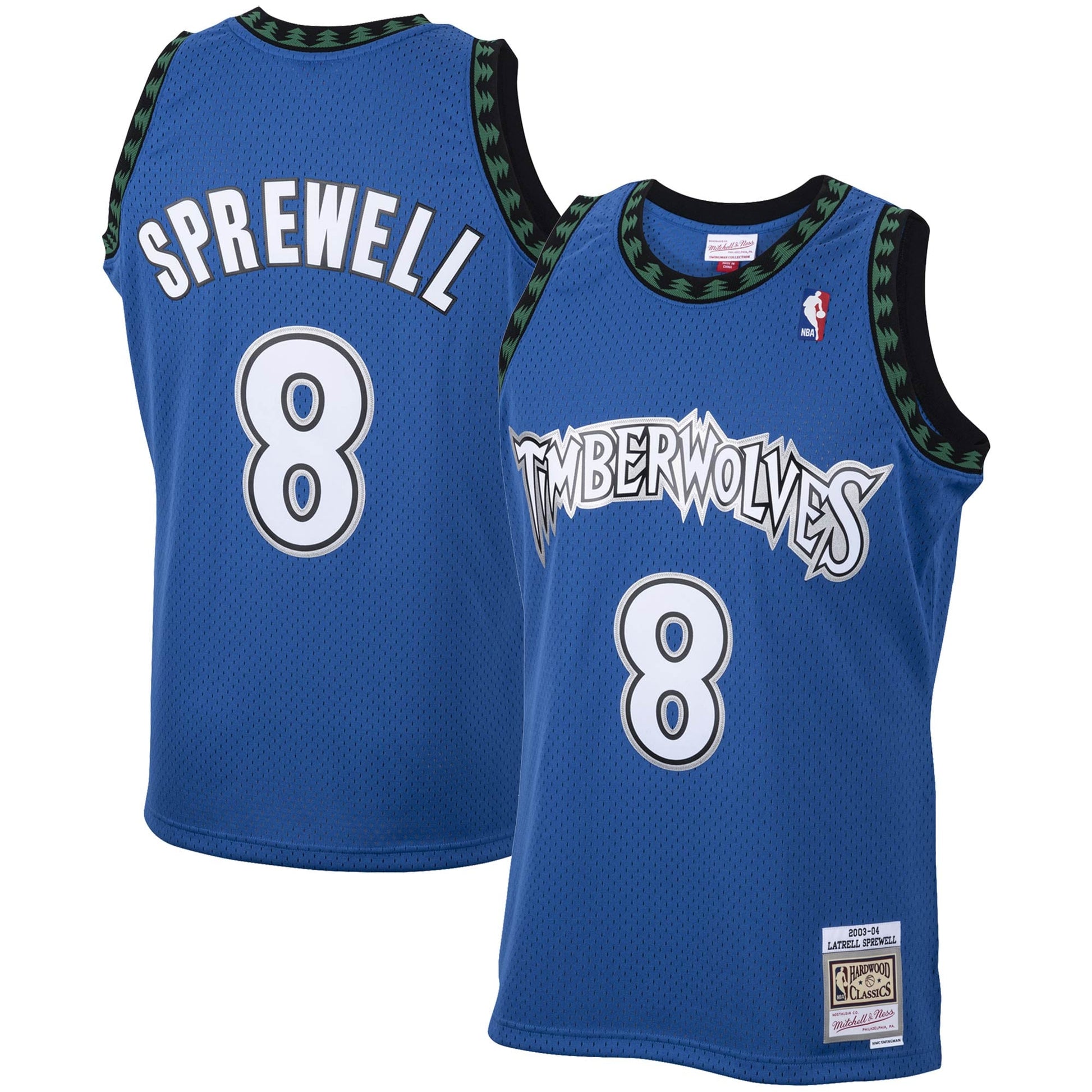 Men's Minnesota Timberwolves Latrell Sprewell Mitchell & Ness Blue 2003/04 Hardwood Classics Swingman Jersey