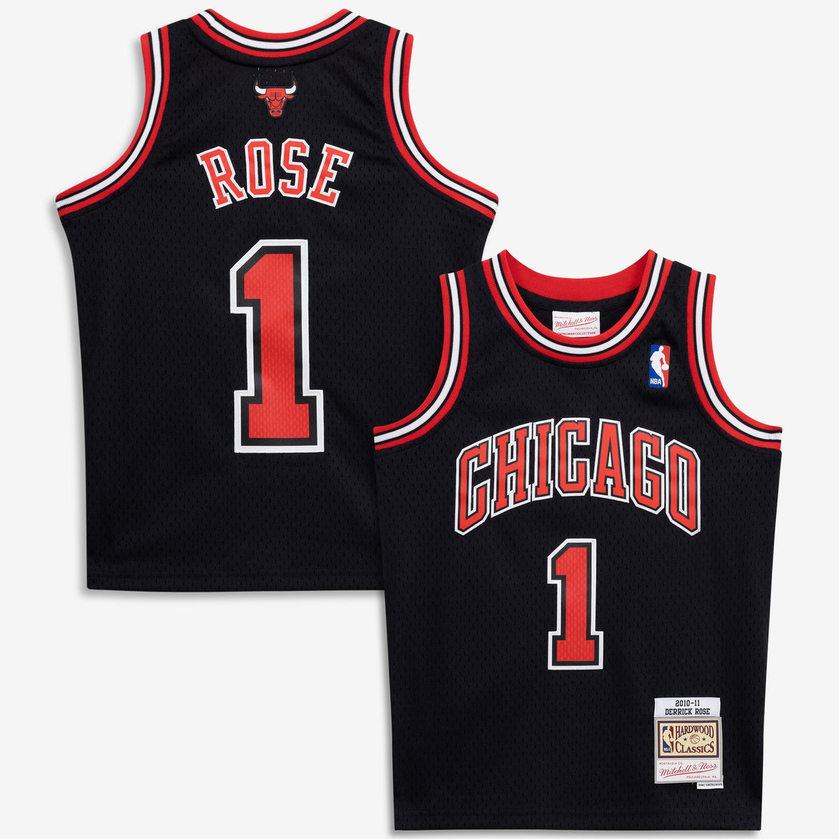 Youth Chicago Bulls Derrick Rose Mitchell & Ness Black 2010/11 Hardwood Classics Swingman Jersey