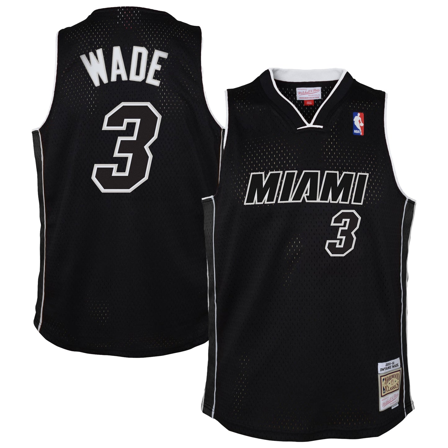 Youth Miami Heat Dwyane Wade Mitchell & Ness Black 2011/12 Hardwood Classics Swingman Alternate Jersey