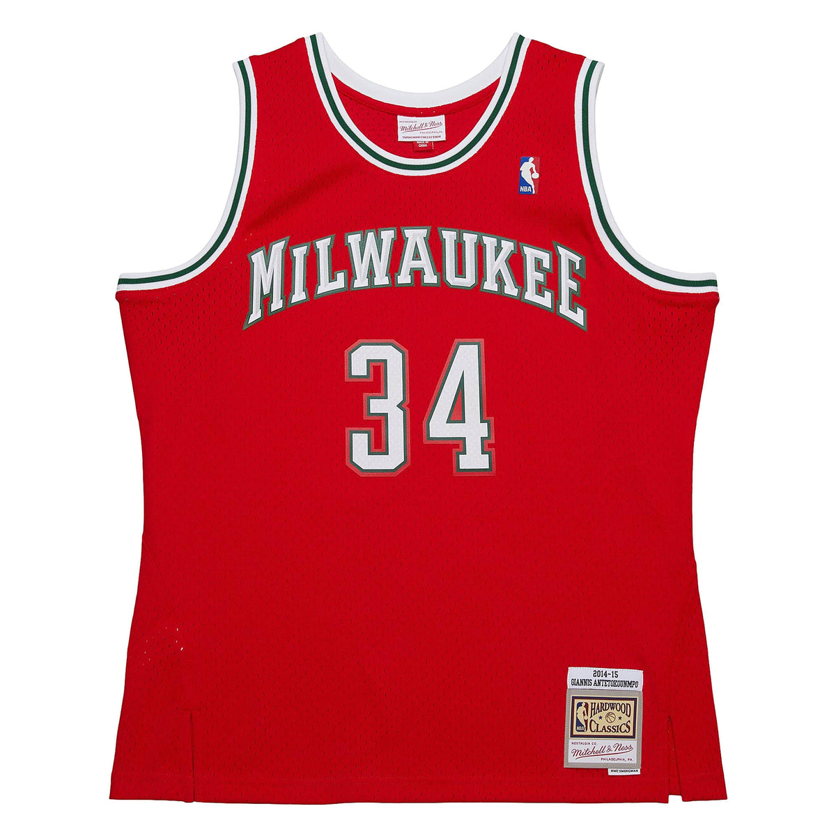 Men's Milwaukee Bucks Giannis Antetokounmpo Mitchell & Ness Red 2014/15 Hardwood Classics Swingman Jersey