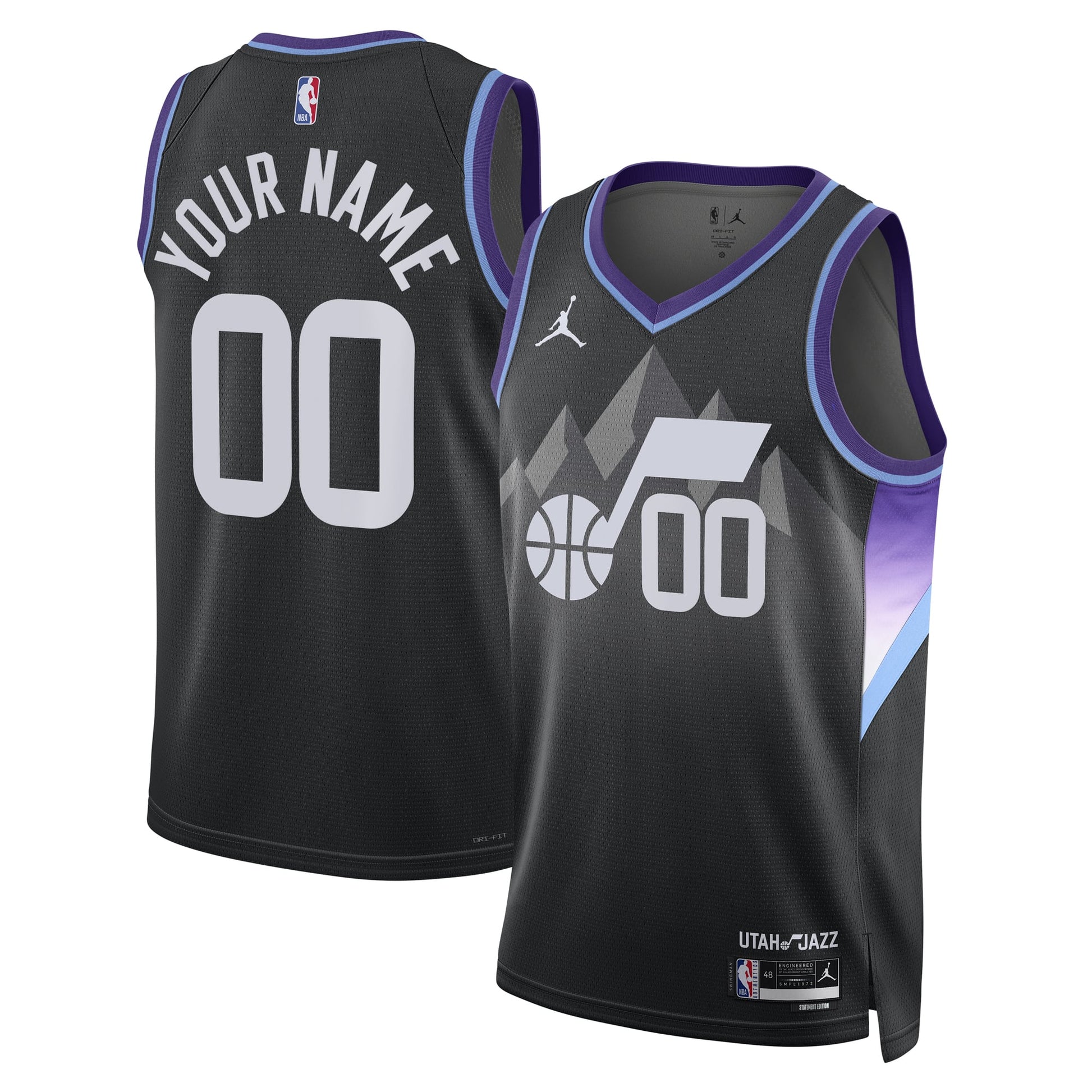 Unisex Utah Jazz  Jordan Brand Black 2024/25 Custom Swingman Jersey - Statement Edition