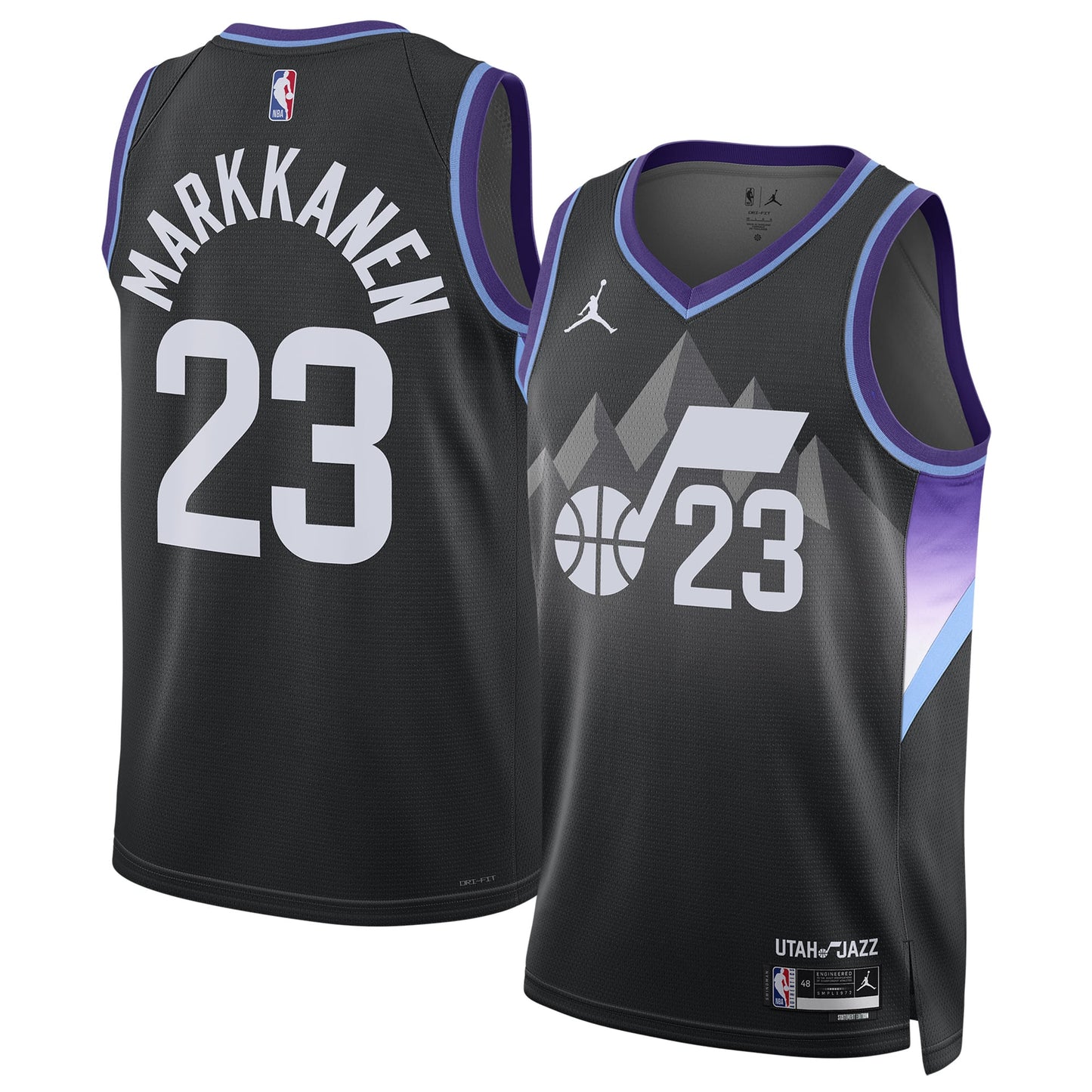 Unisex Utah Jazz Lauri Markkanen Jordan Brand Black 2024/25 Swingman Jersey - Statement Edition
