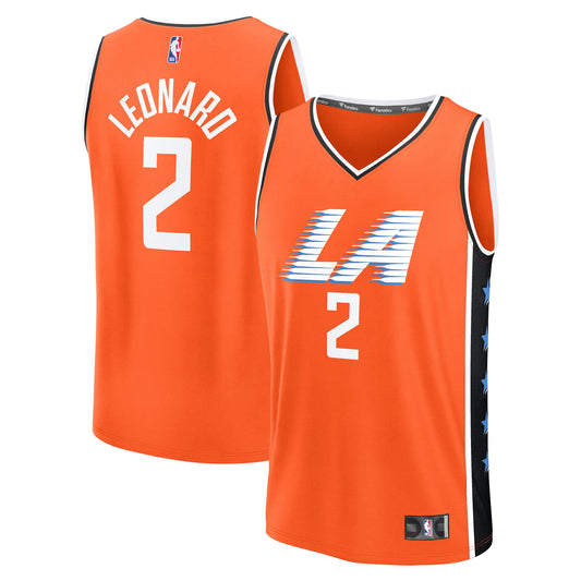 Men's LA Clippers Kawhi Leonard Fanatics Orange 2025/26 City Edition Fast Break Jersey