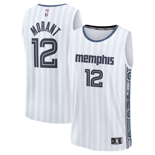 Men's Memphis Grizzlies Ja Morant Fanatics White 2025/26 City Edition Fast Break Jersey