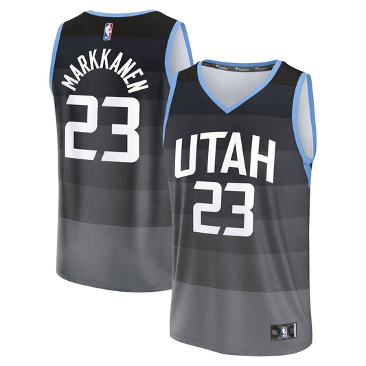 Men's Utah Jazz Lauri Markkanen Fanatics Black 2025/26 City Edition Fast Break Jersey