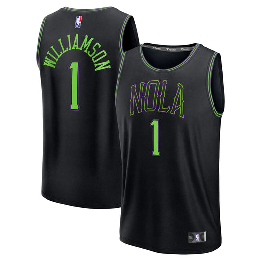Men's New Orleans Pelicans Zion Williamson Fanatics Black 2025/26 City Edition Fast Break Jersey