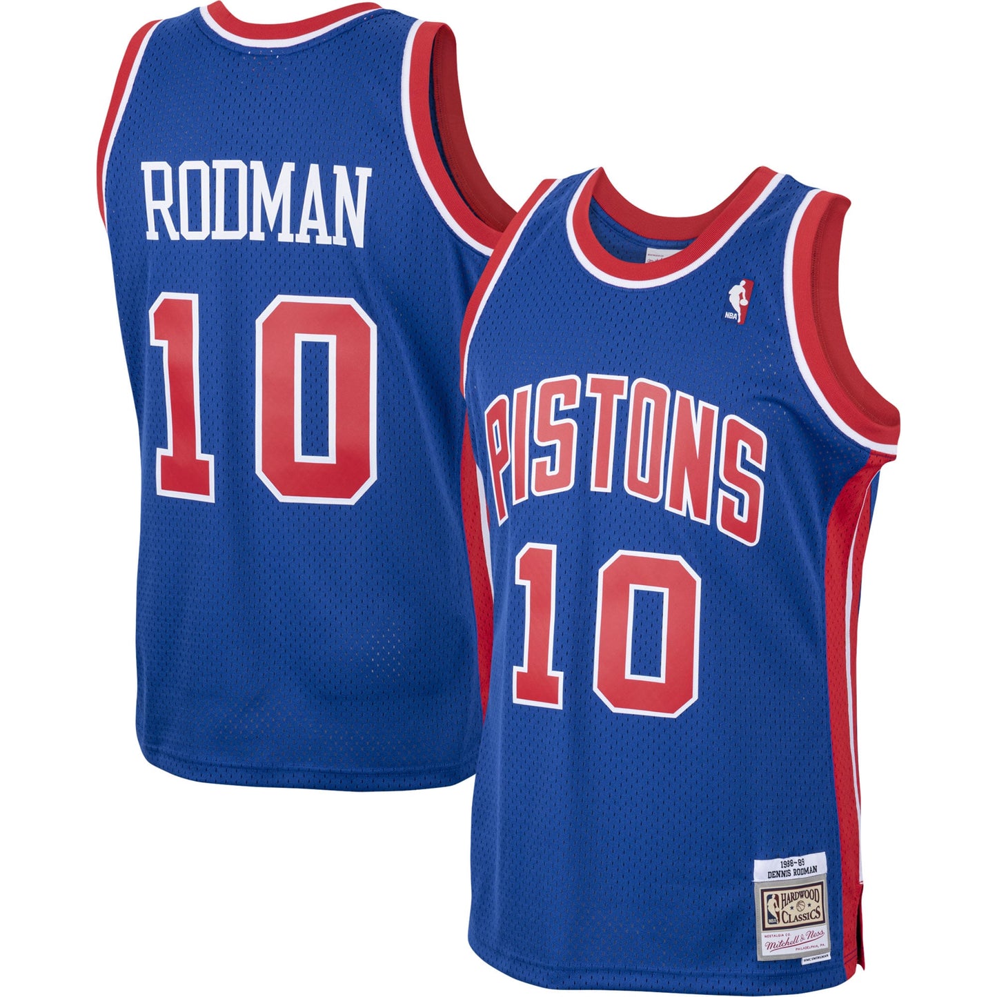 Men's Detroit Pistons Dennis Rodman Mitchell & Ness Royal 1988/89 Hardwood Classics Swingman Jersey