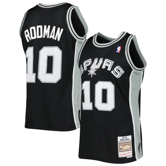 Men's San Antonio Spurs Dennis Rodman Mitchell & Ness Black 1993/94 Hardwood Classics Swingman Jersey