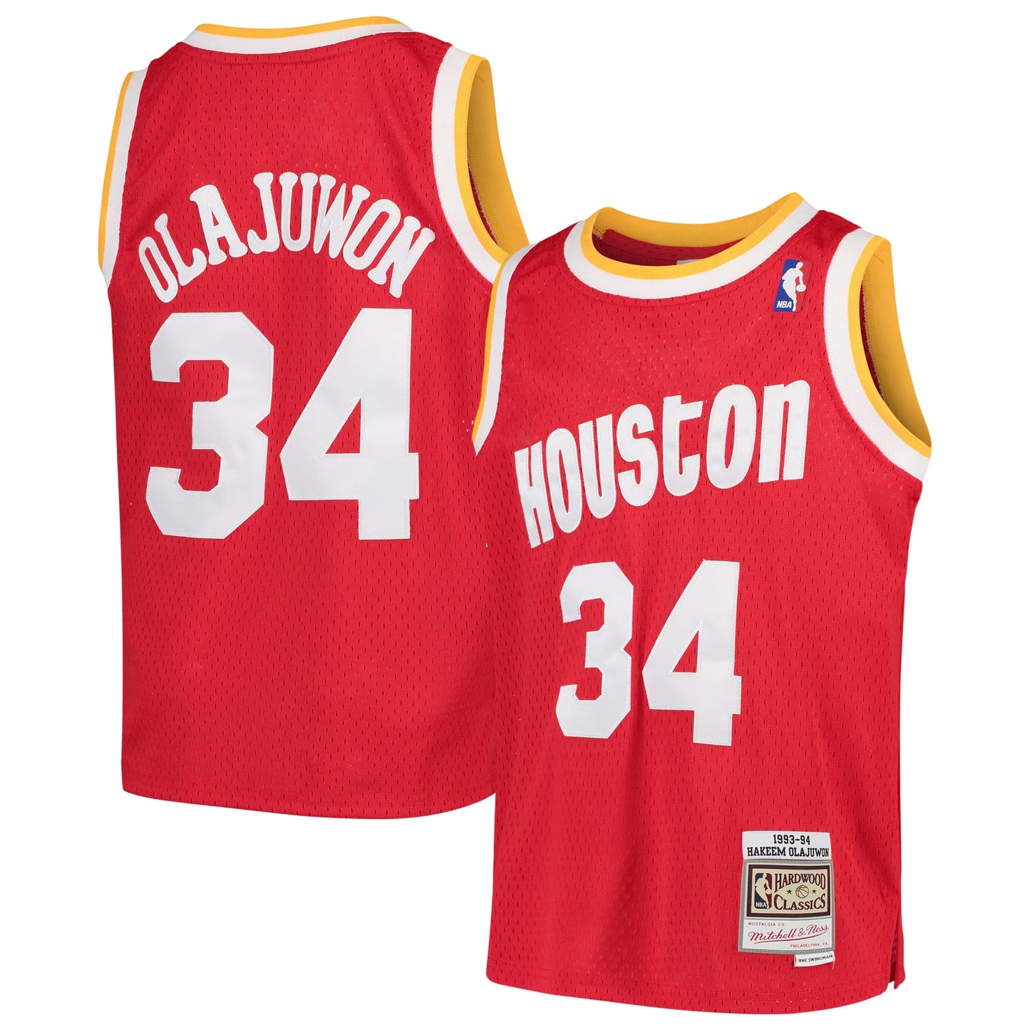 Youth Houston Rockets Hakeem Olajuwon Mitchell & Ness Red 1996/97 Hardwood Classics Swingman Jersey