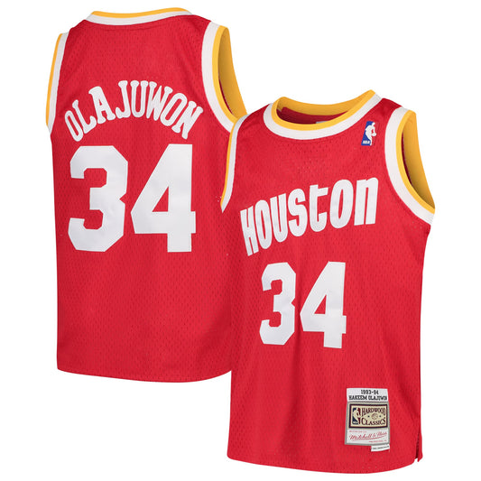 Youth Houston Rockets Hakeem Olajuwon Mitchell & Ness Red 1996/97 Hardwood Classics Swingman Jersey