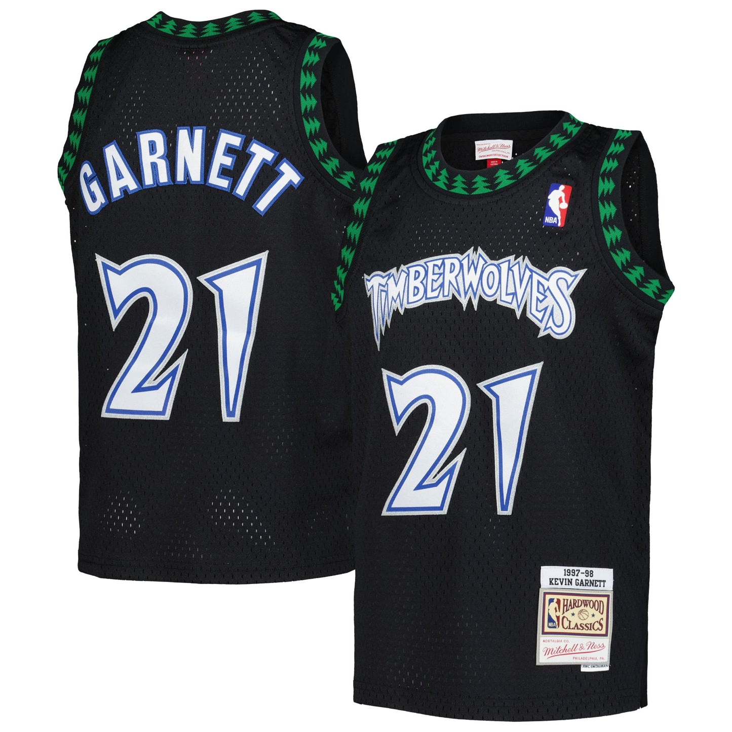 Youth Minnesota Timberwolves Kevin Garnett Mitchell & Ness Black 1997/98 Hardwood Classics Swingman Jersey