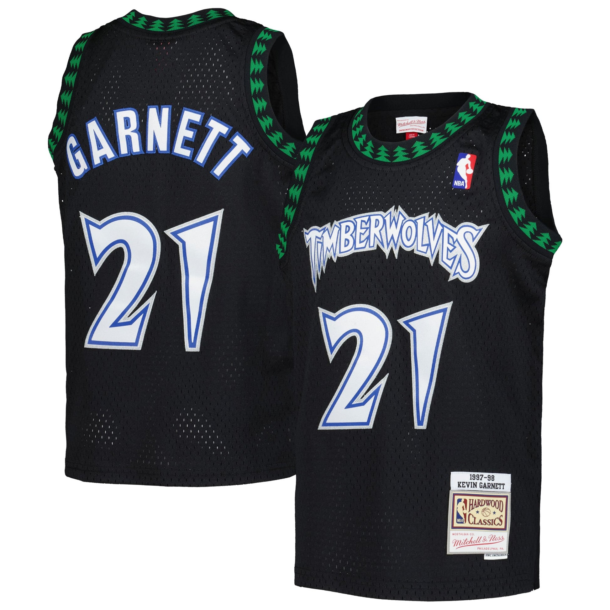 Youth Minnesota Timberwolves Kevin Garnett Mitchell & Ness Black 1997/98 Hardwood Classics Swingman Jersey