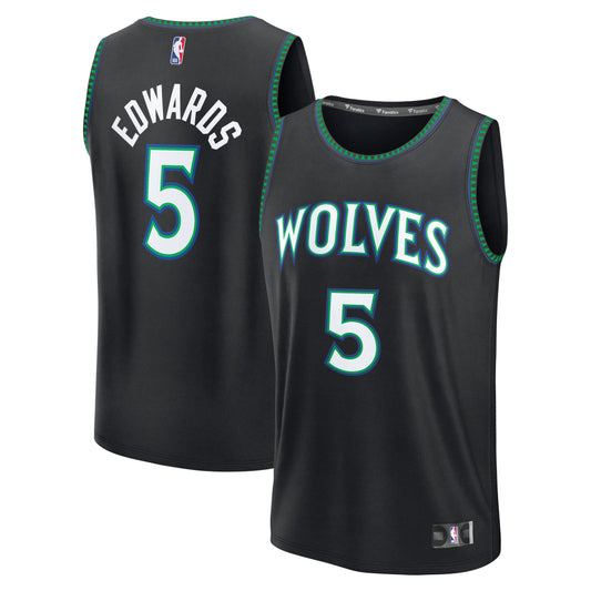 Men's Minnesota Timberwolves Anthony Edwards Fanatics Black Fast Break Jersey - Statement Edition