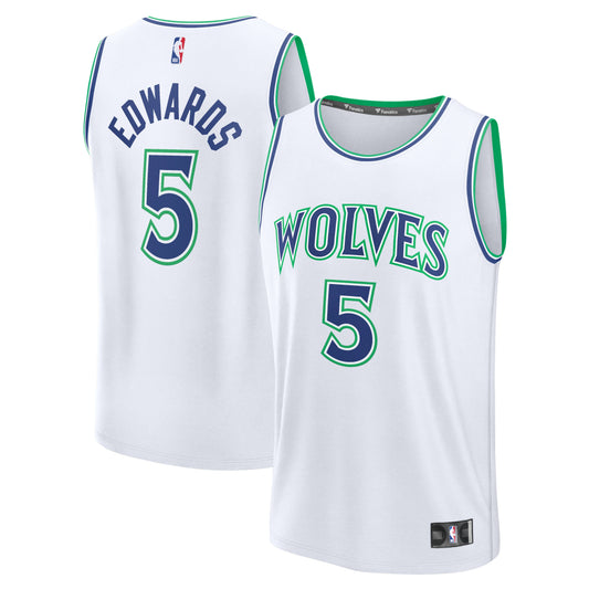 Men's Minnesota Timberwolves Anthony Edwards Fanatics White Fast Break Jersey - Association Edition