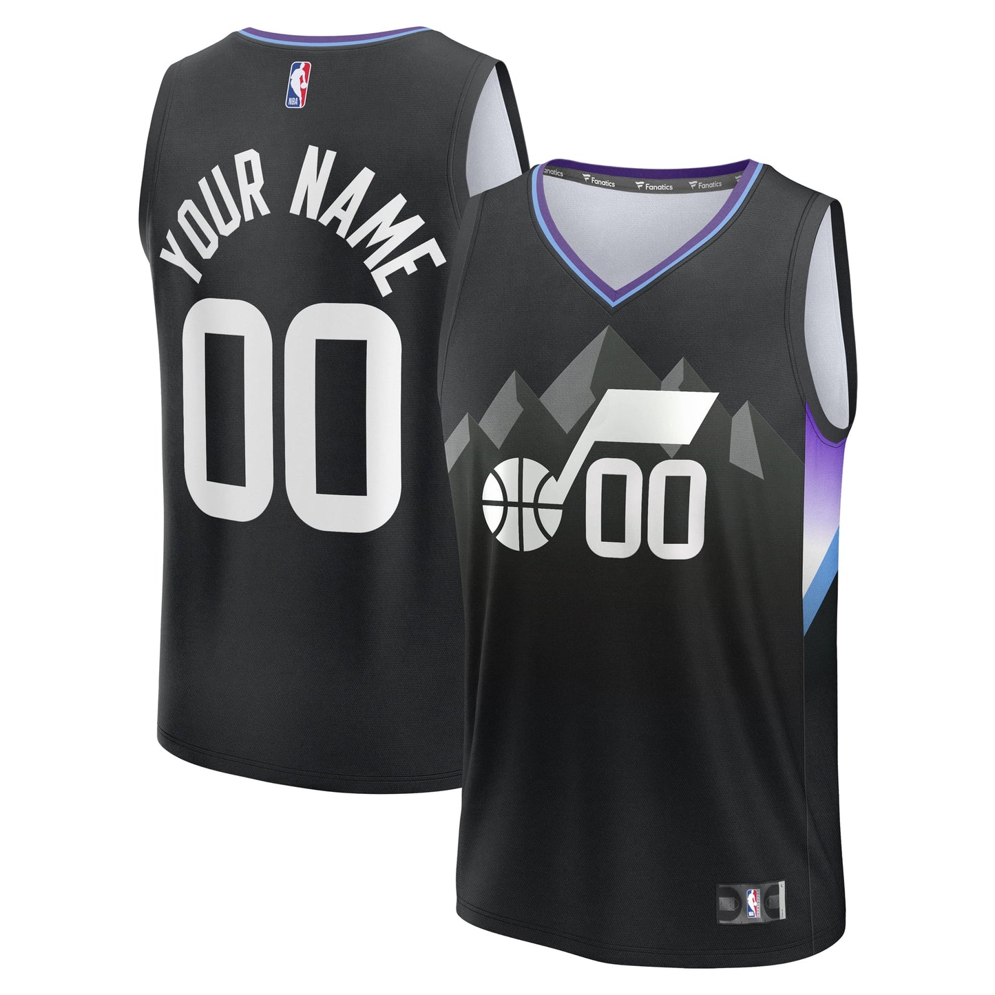 Men's Utah Jazz Fanatics Black Fast Break Custom Jersey - Statement Edition