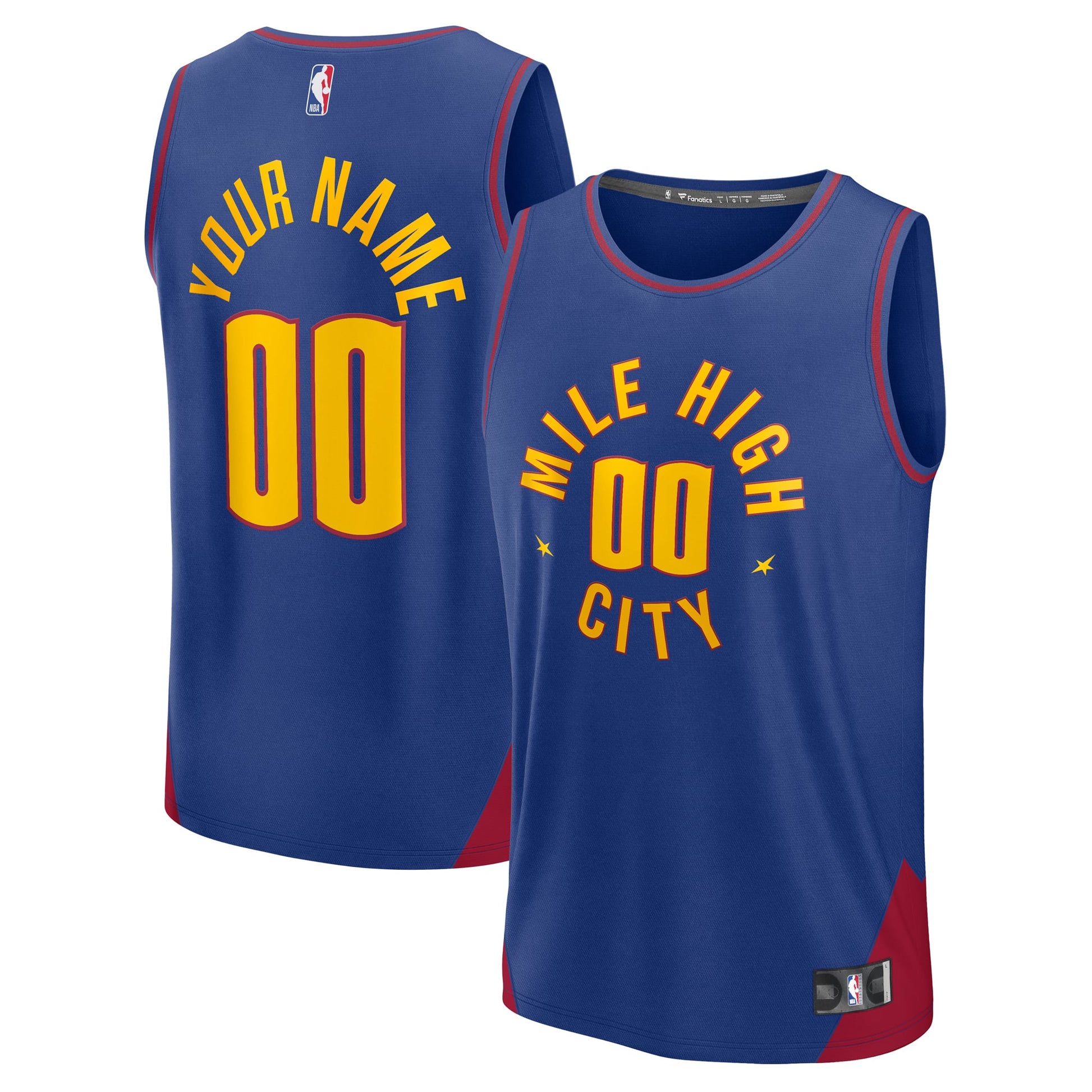 Men's Denver Nuggets Fanatics Blue Fast Break Custom Jersey - Statement Edition