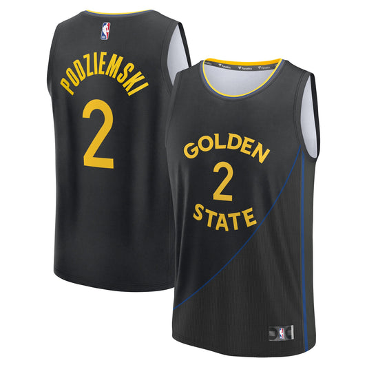 Men's Golden State Warriors Brandin Podziemski Fanatics Black Fast Break Replica Player Jersey - Statement Edition