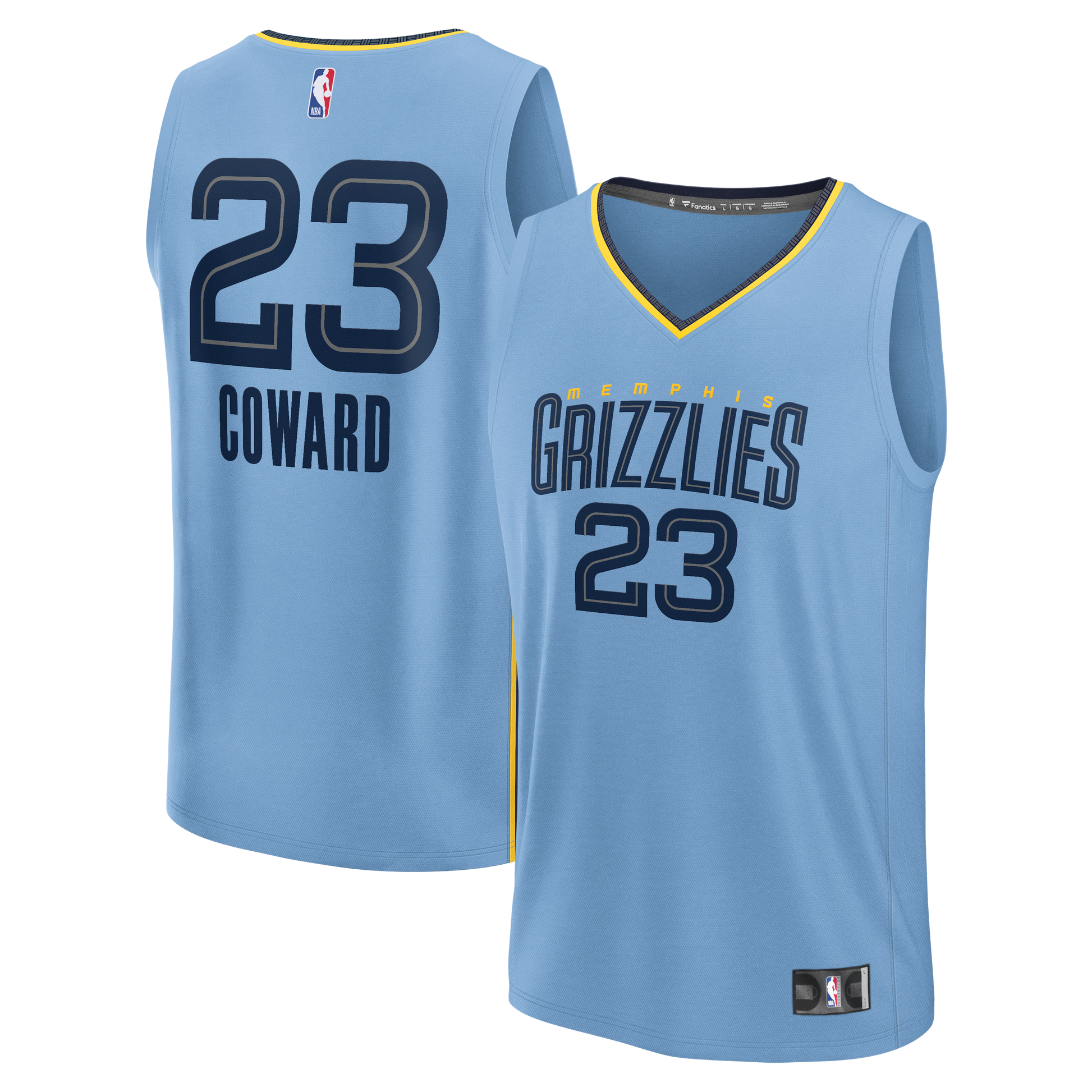 Men's Memphis Grizzlies Cedric Coward Fanatics Light Blue Fast Break Replica Player Jersey - Statement Edition