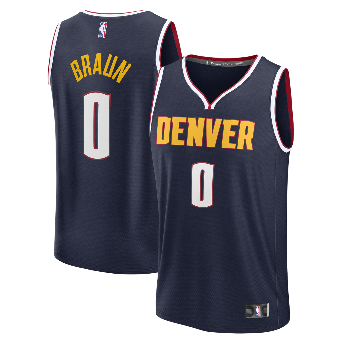Men's Denver Nuggets Christian Braun Fanatics Navy Fast Break Replica Jersey - Icon Edition
