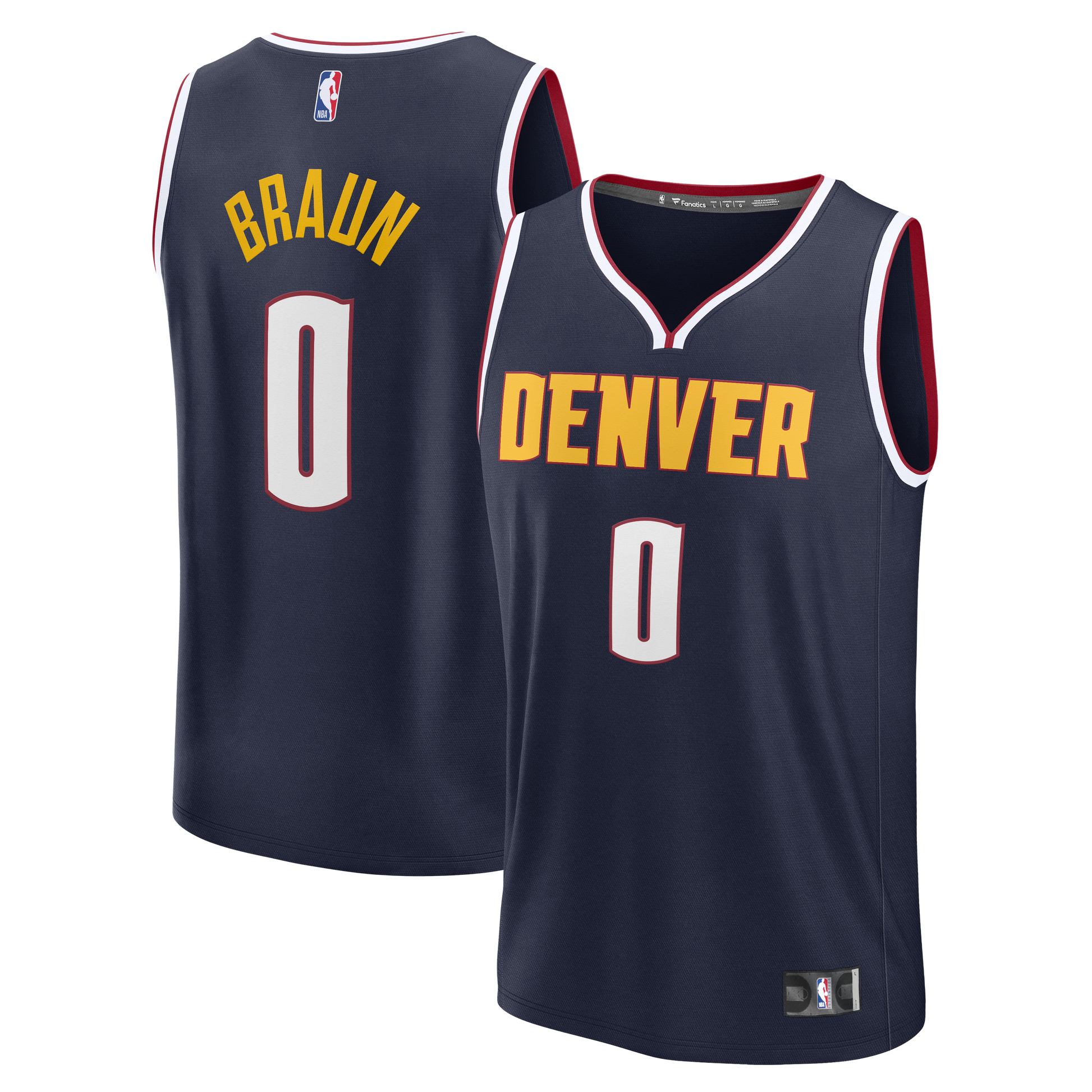Men's Denver Nuggets Christian Braun Fanatics Navy Fast Break Replica Jersey - Icon Edition