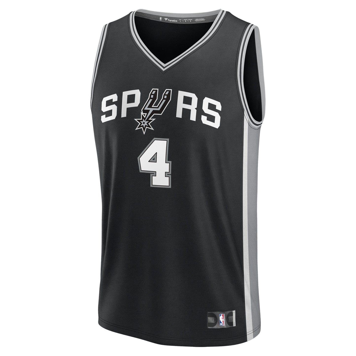 Men's San Antonio Spurs De'Aaron Fox Fanatics Black Fast Break Replica Player Jersey - Icon Edition