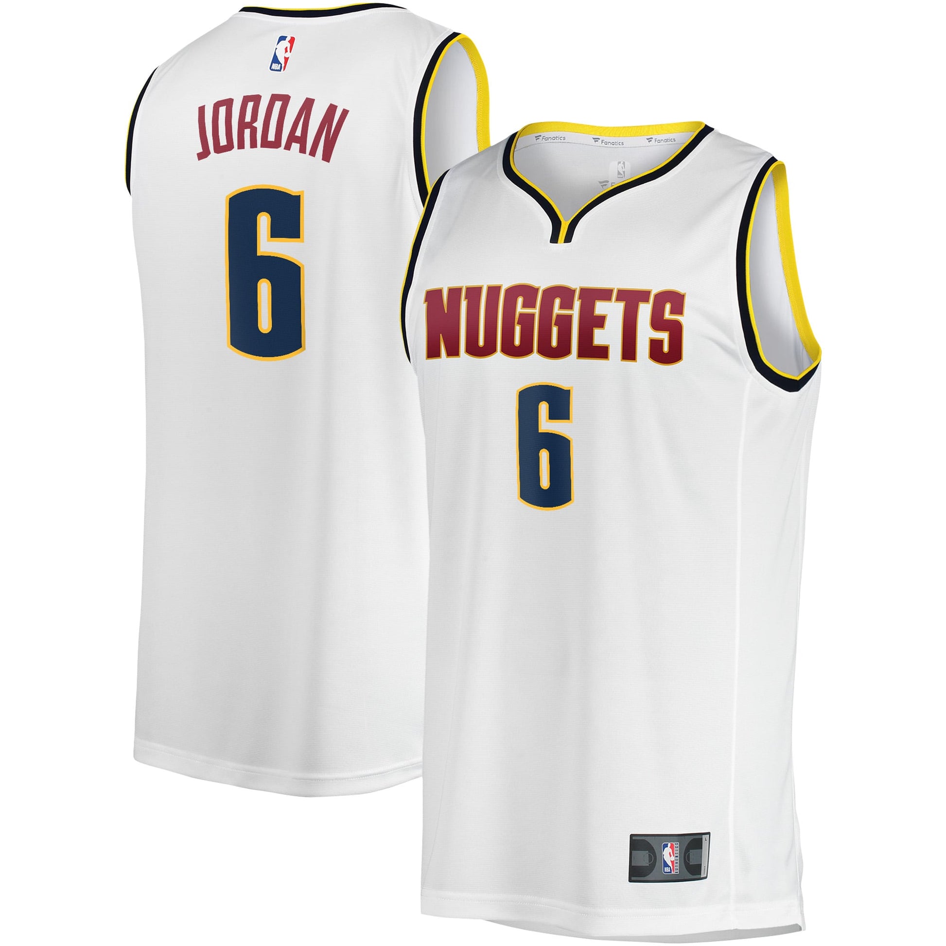 Men's Denver Nuggets DeAndre Jordan Fanatics White Fast Break Player Jersey - Association Edition