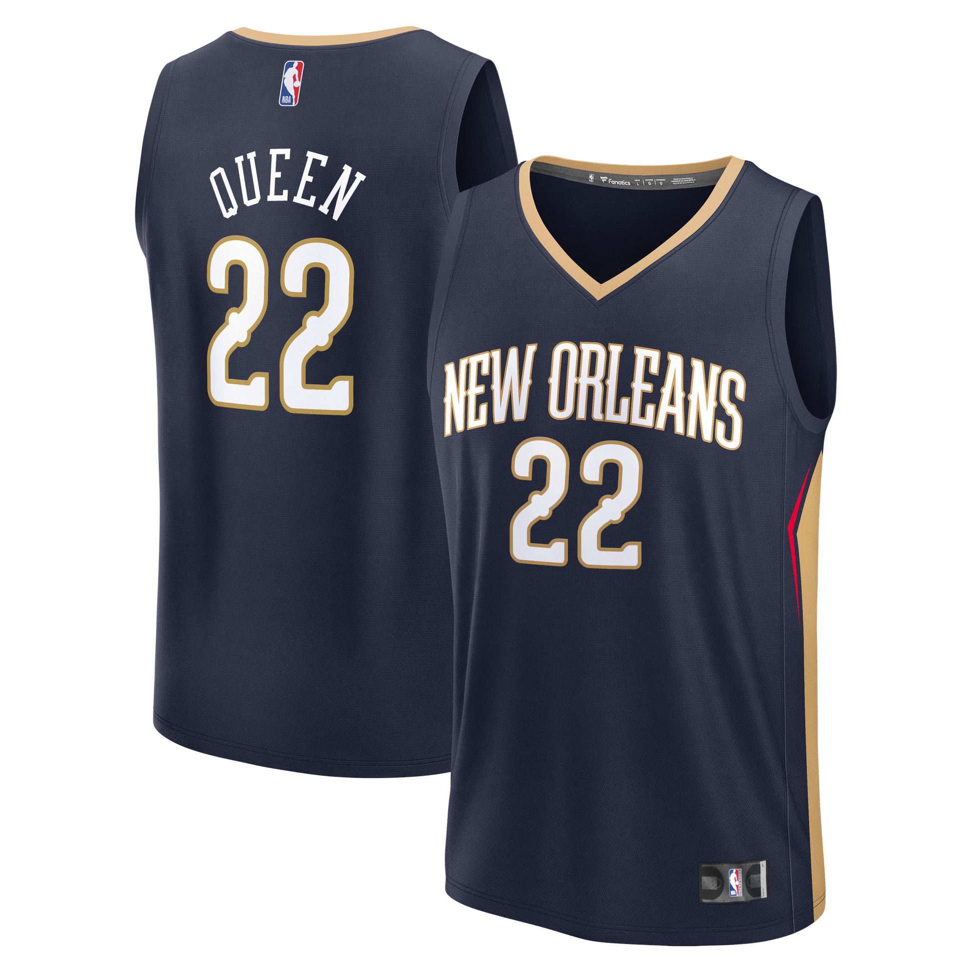 Men's New Orleans Pelicans Derik Queen Fanatics Navy Fast Break Replica Jersey - Icon Edition