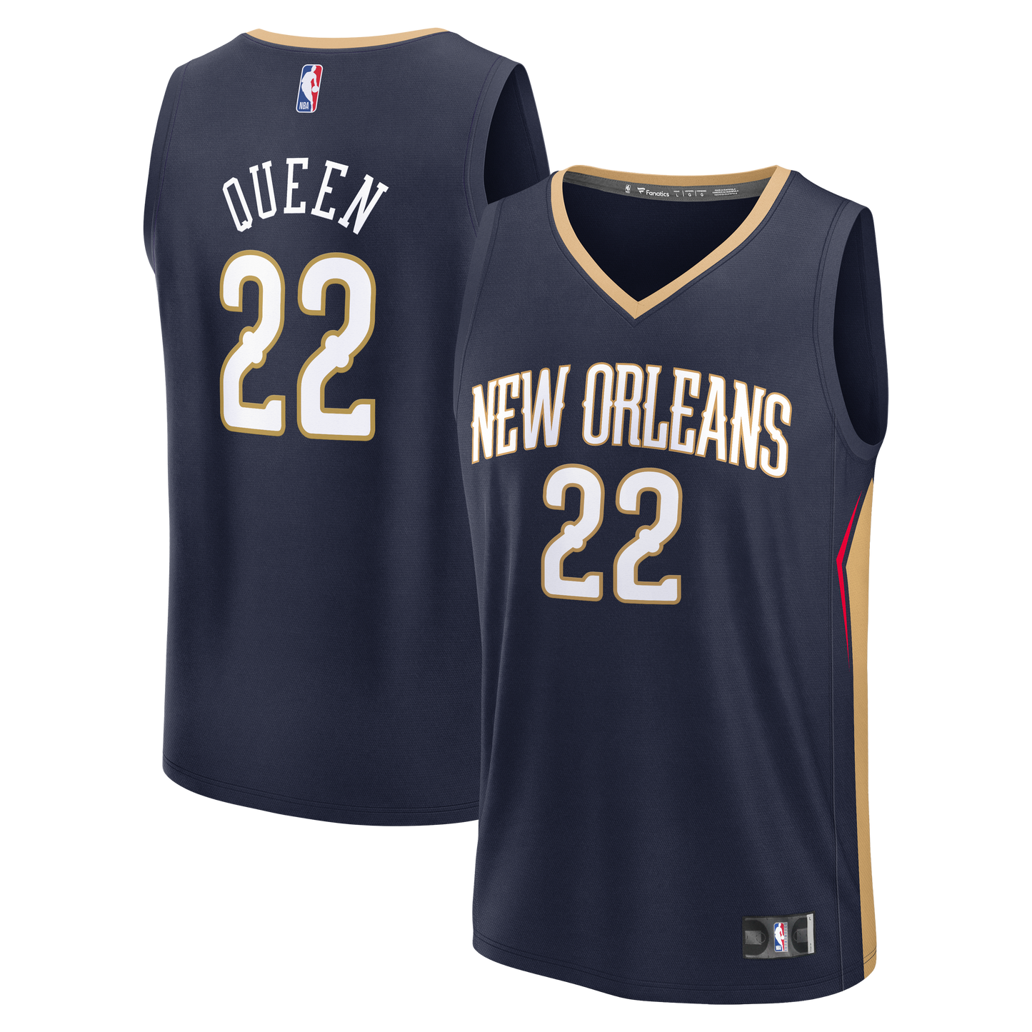 Men's New Orleans Pelicans Derik Queen Fanatics Navy Fast Break Replica Jersey - Icon Edition