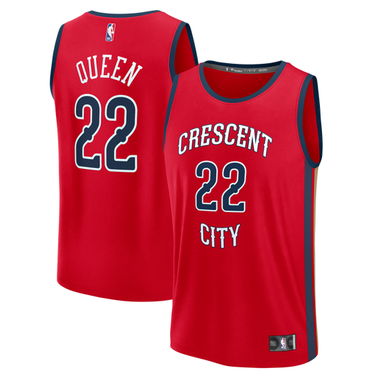 Men's New Orleans Pelicans Derik Queen Fanatics Red Fast Break Replica Player Jersey - Statement Edition