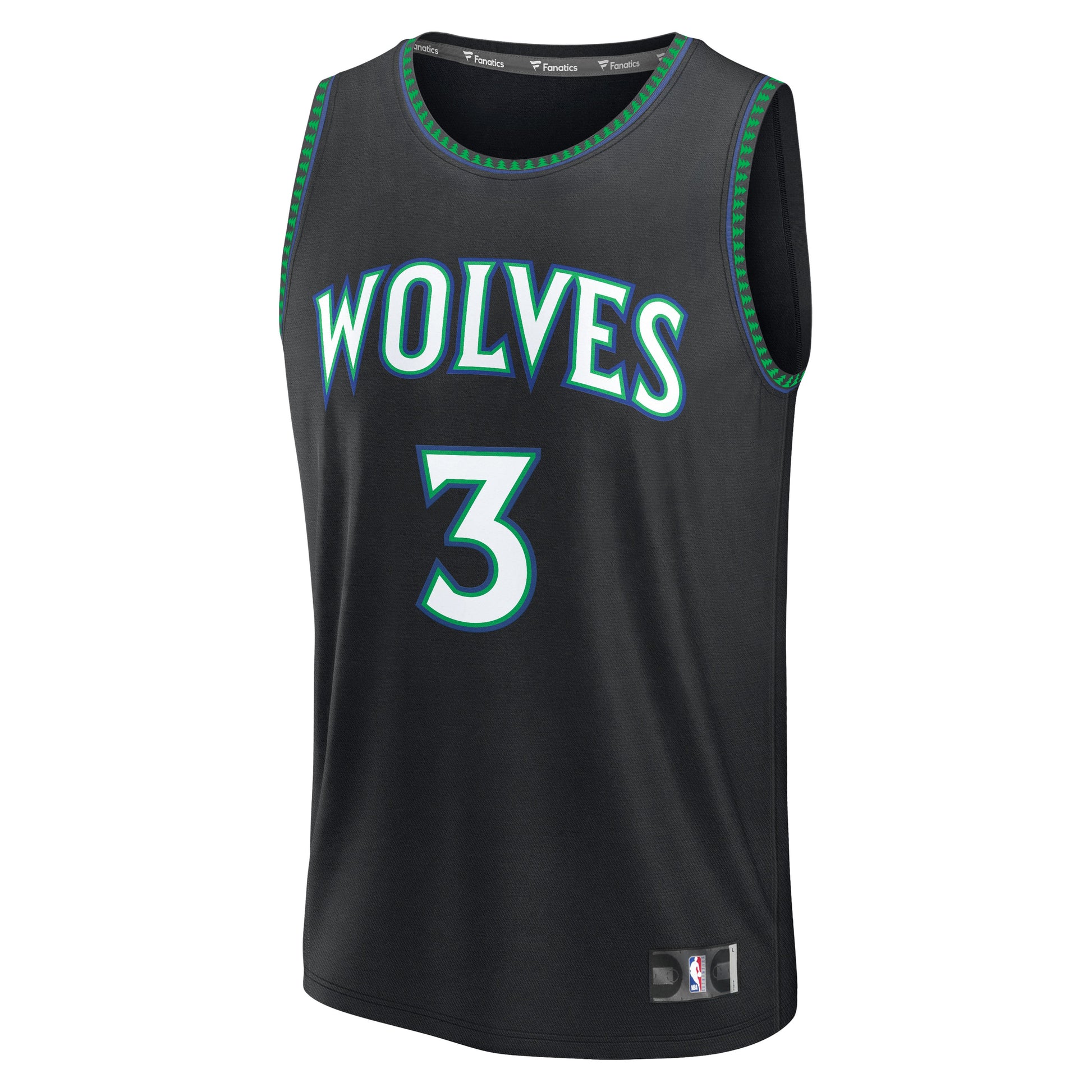 Men's Minnesota Timberwolves Jaden McDaniels Fanatics Black Fast Break Jersey - Statement Edition