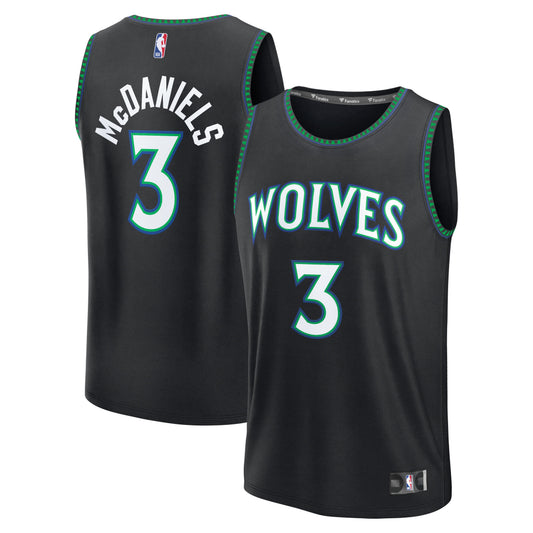 Men's Minnesota Timberwolves Jaden McDaniels Fanatics Black Fast Break Jersey - Statement Edition