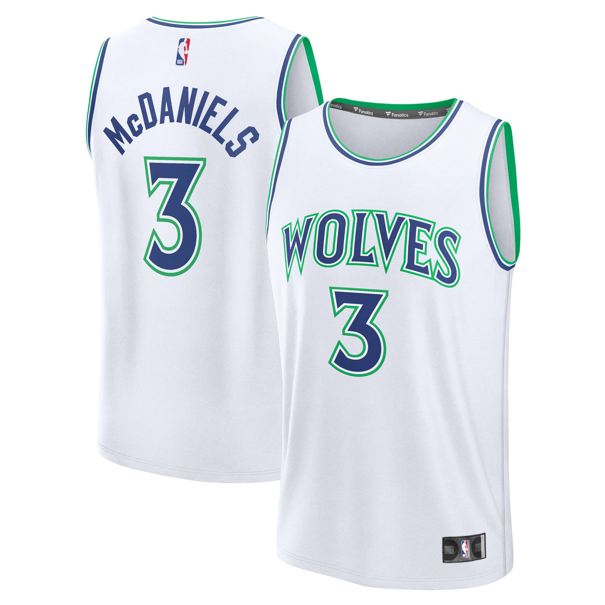 Men's Minnesota Timberwolves Jaden McDaniels Fanatics White Fast Break Jersey - Association Edition