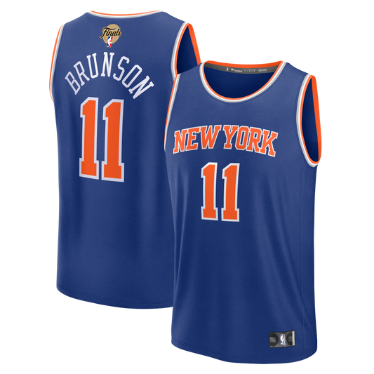 Men's New York Knicks Jalen Brunson Fanatics Blue 2026 NBA Finals Patch Fast Break Replica Jersey - Icon Edition
