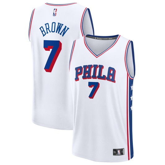 Men's Philadelphia 76ers Jaylen Brown Fanatics White Fast Break Jersey - Association Edition