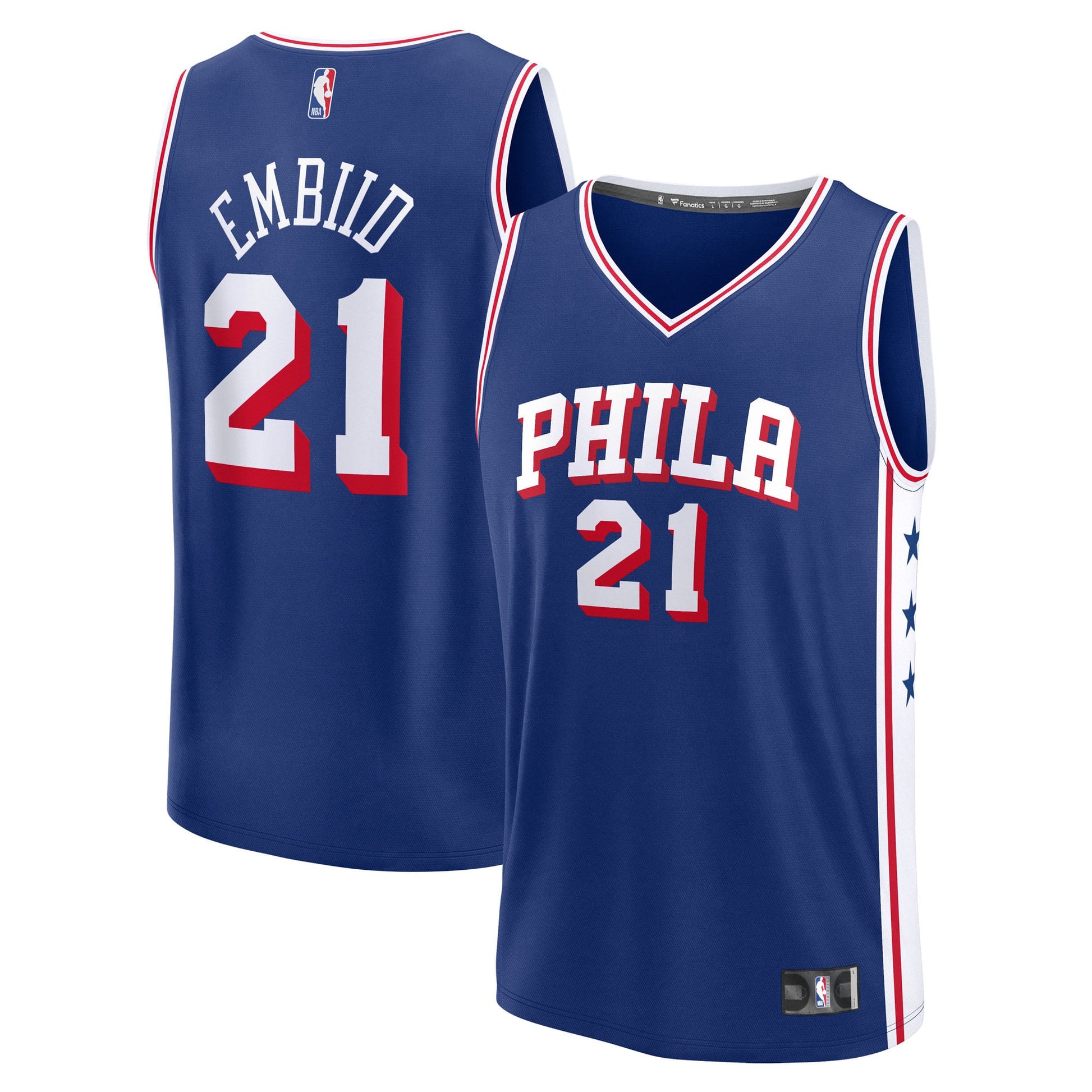 Men's Philadelphia 76ers Joel Embiid Fanatics Royal Fast Break Replica Player Jersey - Icon Edition