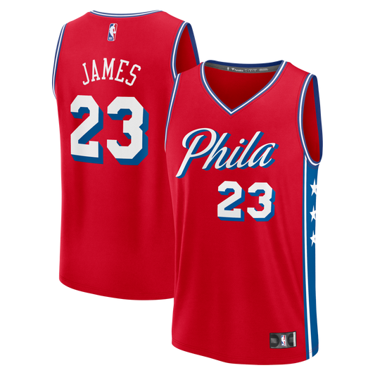 Men's Philadelphia 76ers LeBron James Fanatics Red Fast Break Jersey - Statement Edition