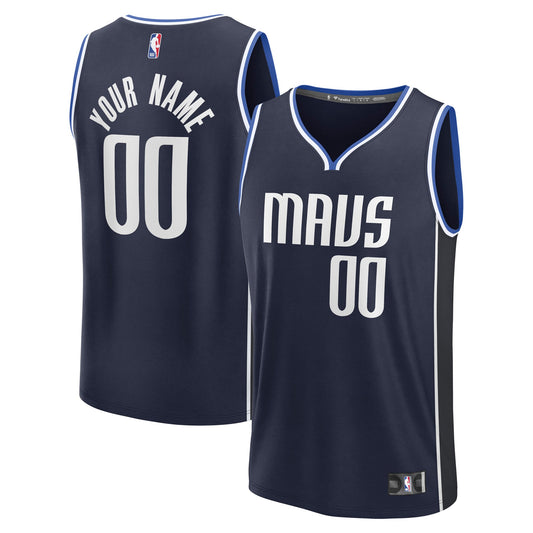Men's Dallas Mavericks Fanatics Navy Fast Break Custom Jersey - Statement Edition