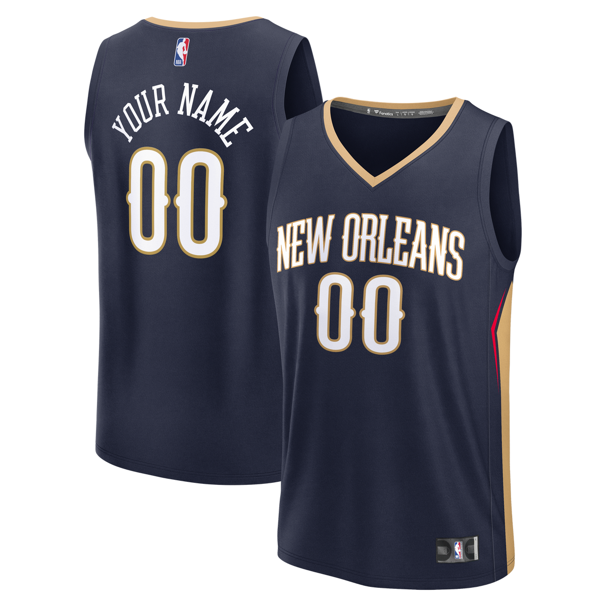 Men's New Orleans Pelicans  Fanatics Navy Fast Break Custom Jersey - Icon Edition