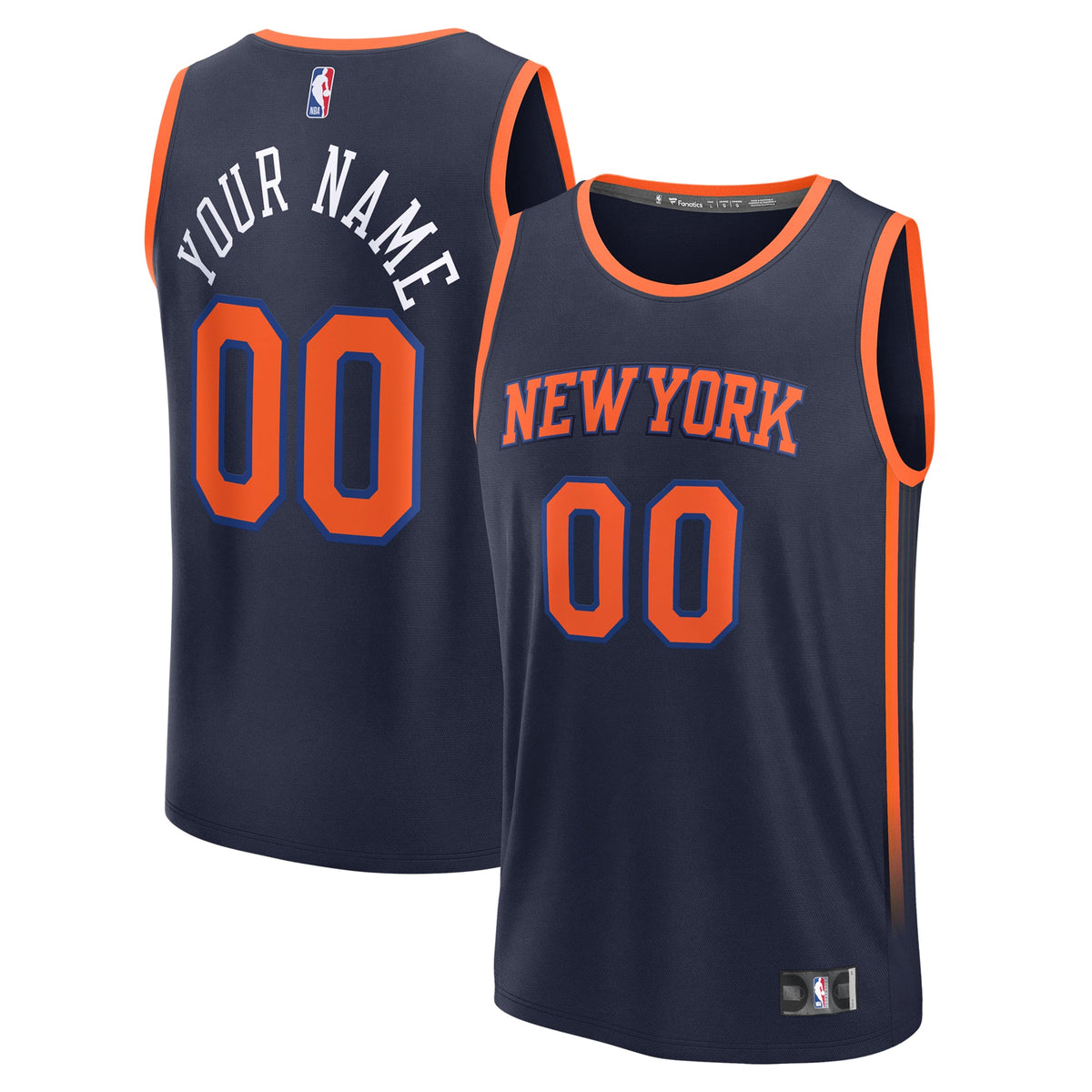 Men's New York Knicks Fanatics Navy Fast Break Custom Jersey - Statement Edition