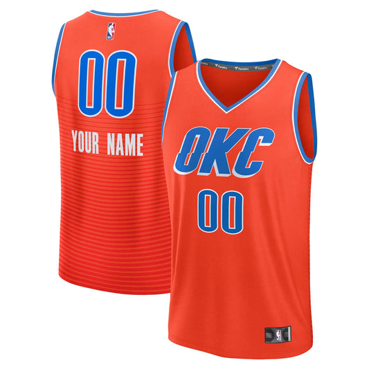 Men's Oklahoma City Thunder Fanatics Orange Fast Break Custom Jersey - Statement Edition