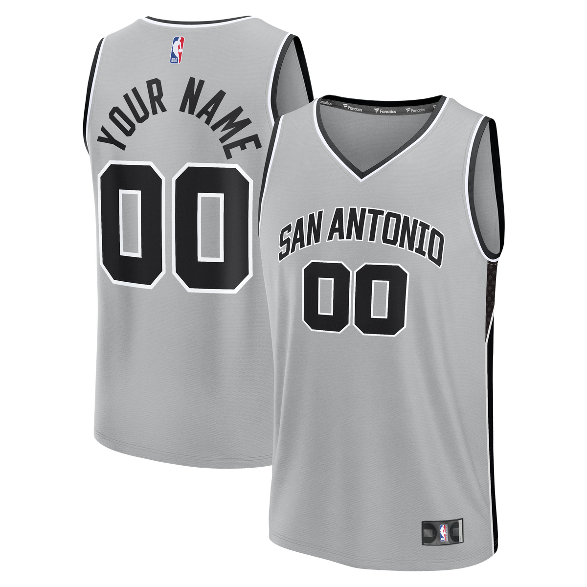 Men's San Antonio Spurs Fanatics Silver Fastbreak Custom Jersey - Statement Edition
