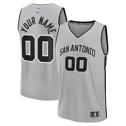 Men's San Antonio Spurs Fanatics Silver Fastbreak Custom Jersey - Statement Edition