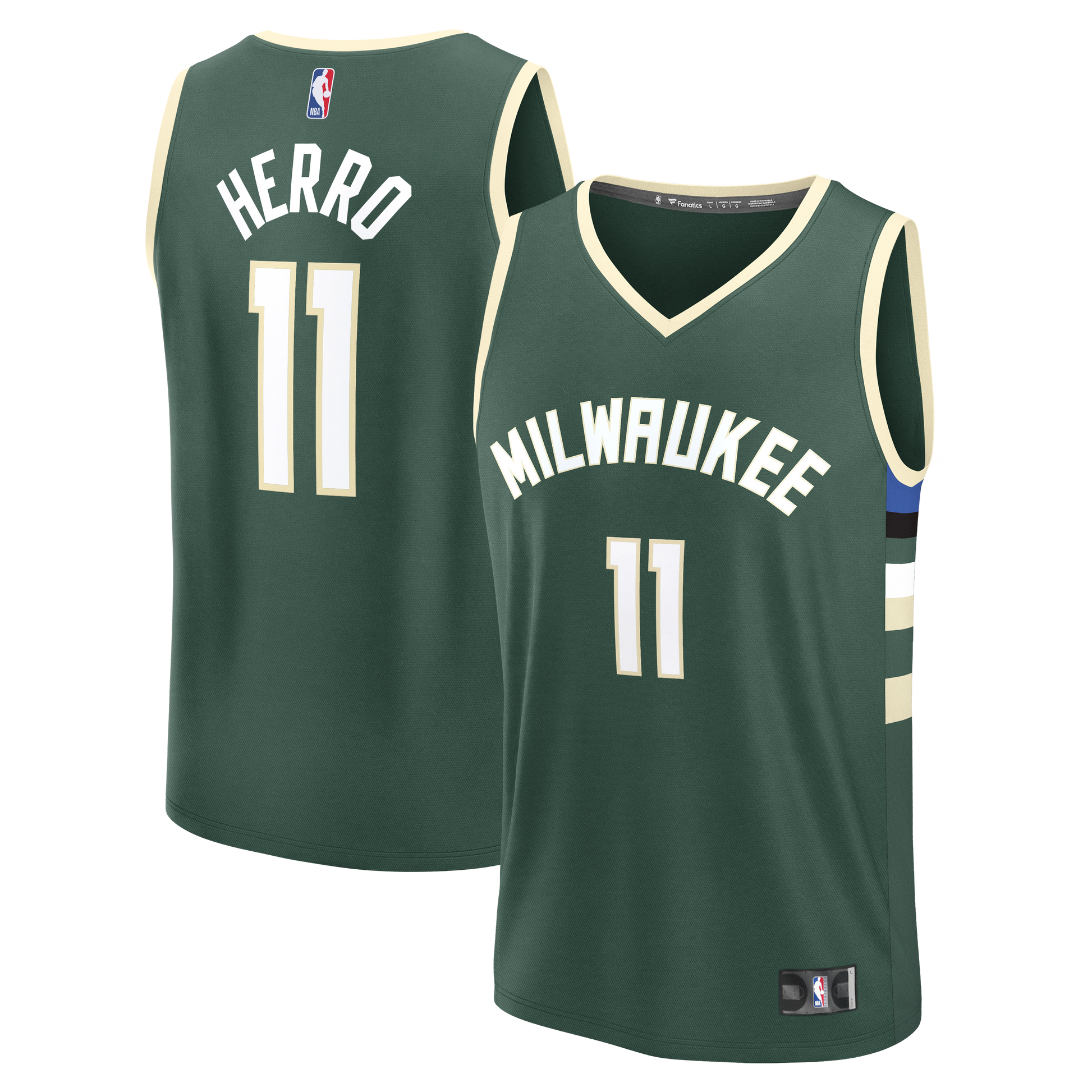 Men's Milwaukee Bucks Tyler Herro Fanatics Hunter Green Fast Break Replica Jersey - Icon Edition