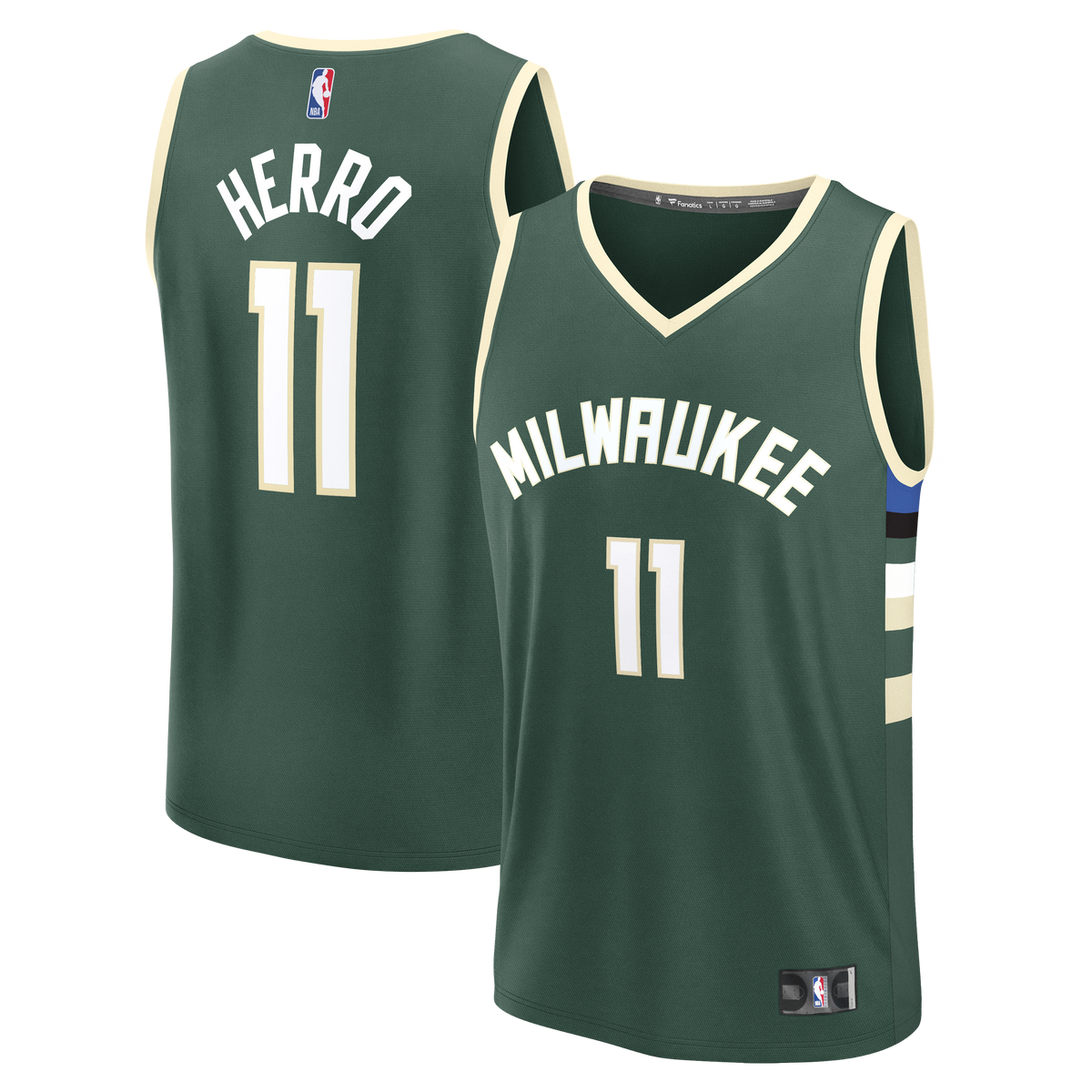 Men's Milwaukee Bucks Tyler Herro Fanatics Hunter Green Fast Break Replica Jersey - Icon Edition
