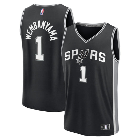 Men's San Antonio Spurs Victor Wembanyama Fanatics Black Fast Break Replica Player Jersey - Icon Edition