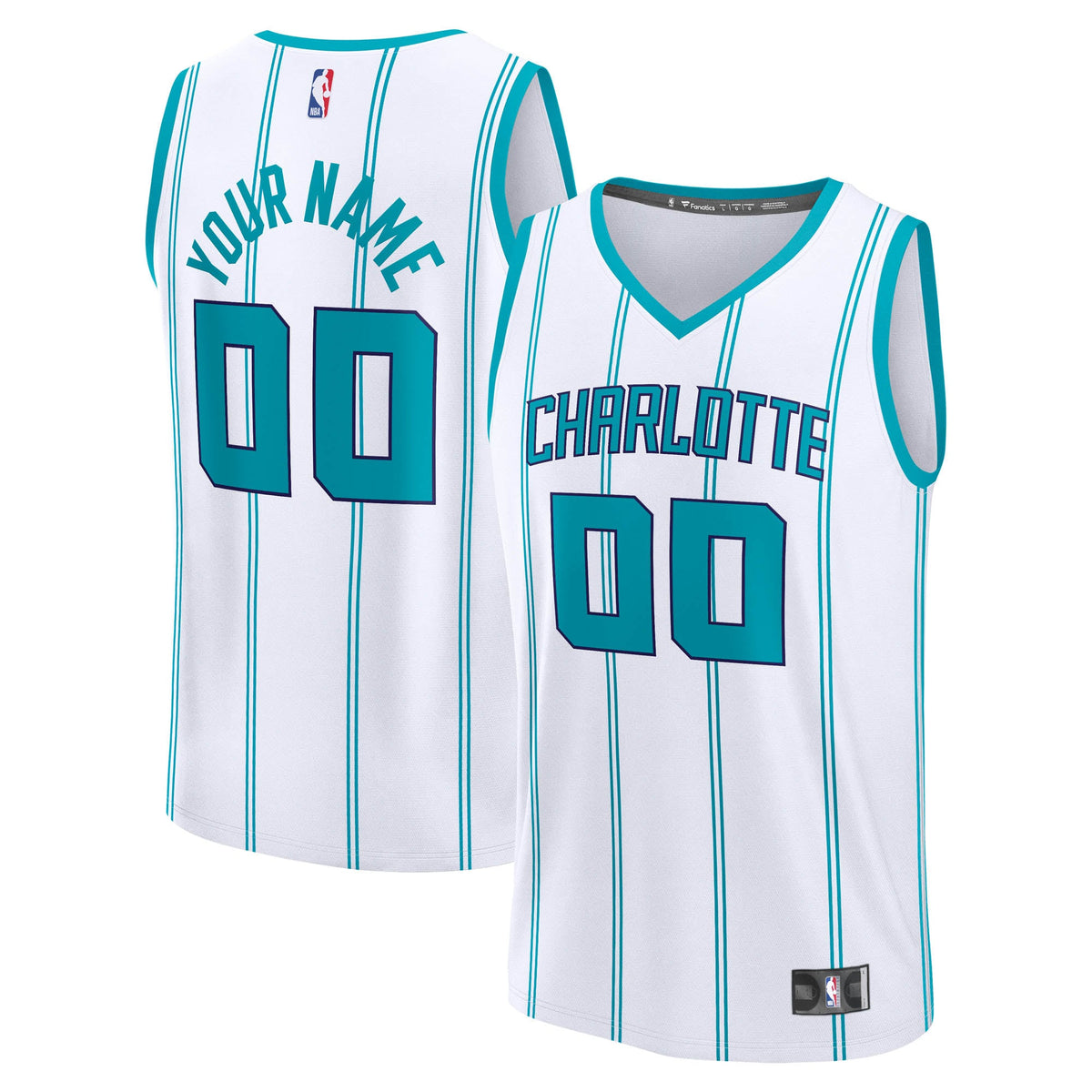 Men's Charlotte Hornets  Fanatics White Fast Break Custom Jersey - Icon Edition