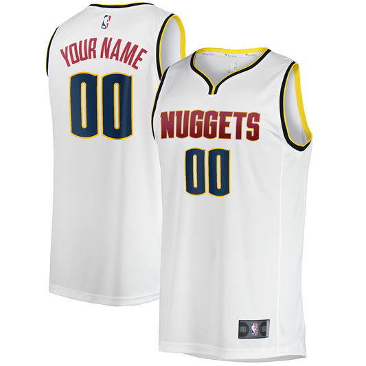 Men's Denver Nuggets Fanatics White Fast Break Custom Replica Jersey - Association Edition
